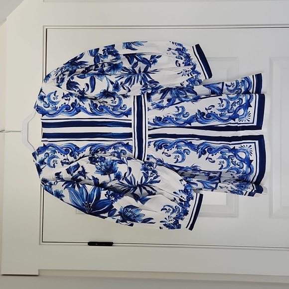 FARM Rio White Tunic Dress with Blue Floral Print - Picture 3 of 7